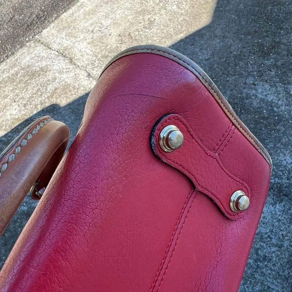 Vintage Dooney & Bourke red pebbled leather satchel purse